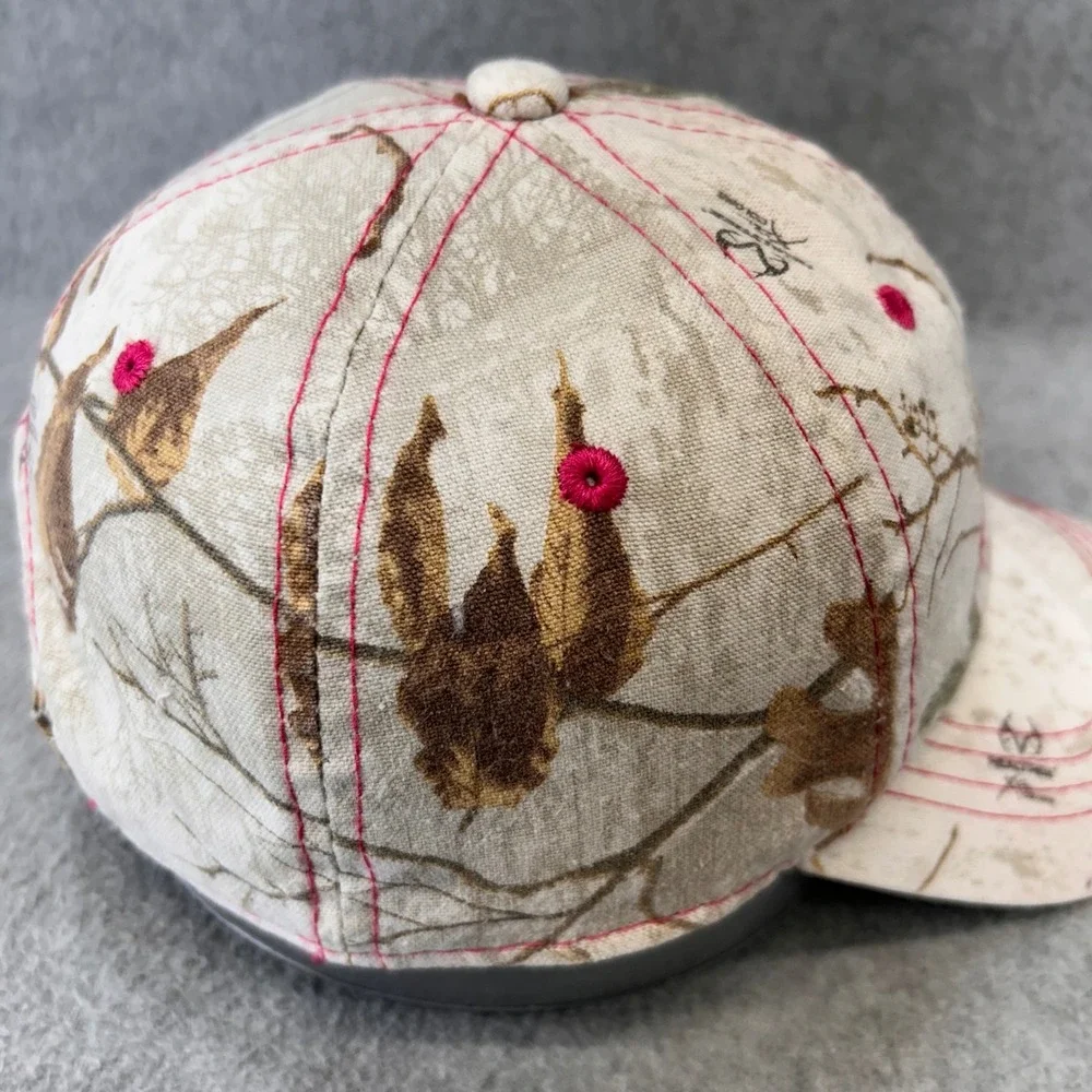 Realtree Embroidered Logo Womens Pink Camo Baseball Cap Adjustable OSFM